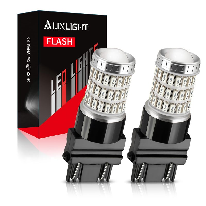 AUXLIGHT LED Strobe/Flash Brake Tail Light Bulbs 3157 3156 LED Bulb Red 320% Brighter 3057 3056 4157 T25 Led Bulbs for Tail Stop Brake Lights (Brilliant Red, Pack of 2) - Image 1